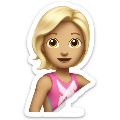 A blonde white surfer with a pink surf board  sticker