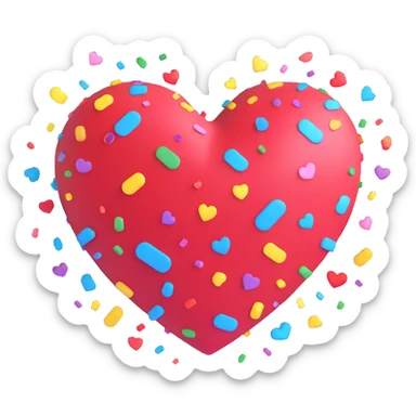 heart with confetti glitter sticker