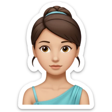 woman tie her brunette hair low and put on one side of shoulder  sticker