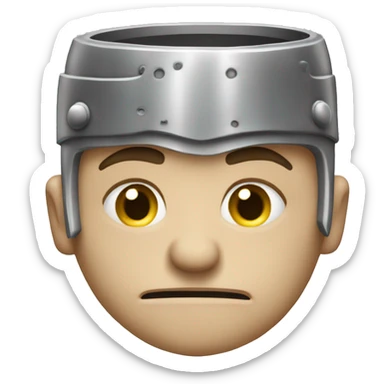 Embarrassed Gladiator: A gladiator with a blushing face, looking down, maybe with a shield partly covering his face, expressing shame or embarrassment after a defeat or mistake. sticker