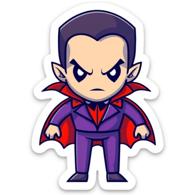 Dracula with slicked back hair and vampire cape sticker