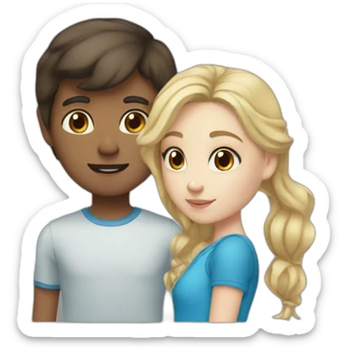 brunette boy with dark brown eye with blonde girl with blue eyes sticker