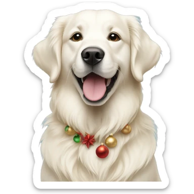White Golden retriever with Christmas sticker