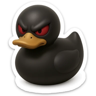 balloon style duck with a sinister face, black and red colors sticker