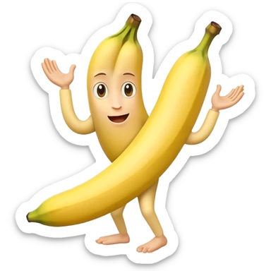 Banana  with a face  had strong arms and legs sticker
