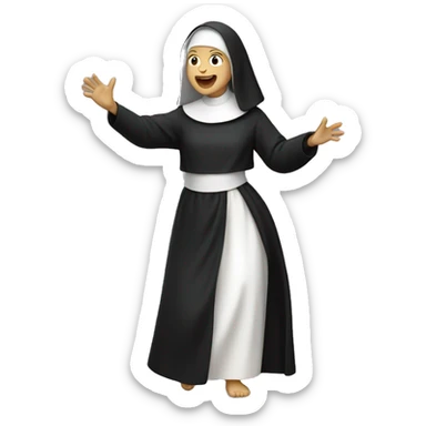 white Nun wearing black clothes dancing  sticker