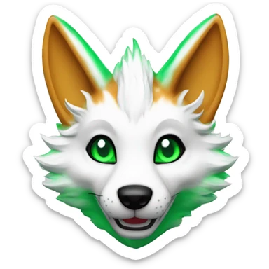 Kitsune white emerald fursuit named emerald brush sticker