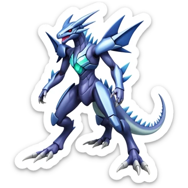  Cool Edgy Shiny Godly Ethereal Digimon-Genesect-Dialga-Reptile-hybrid full body sticker