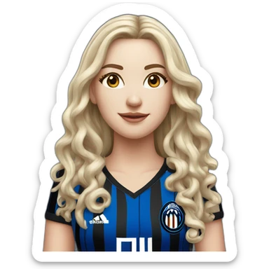 White Girl with long curled hair and Inter Milan Trikot sticker