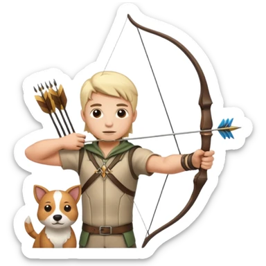 un archer avec une bete de compagnie sticker