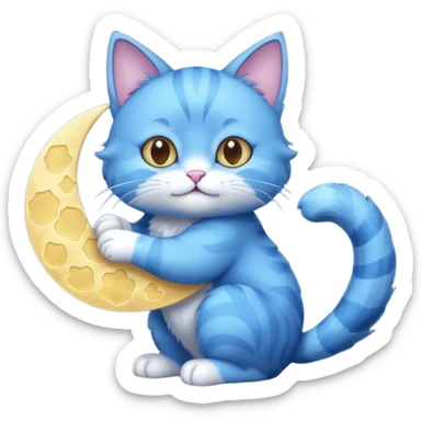 Blue cat holding a moon in it’s paws 🌙🐱 sticker