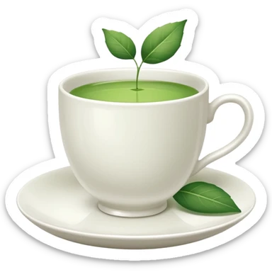 White tea cup with leaf on the plate sticker