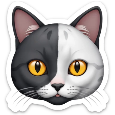 one all black cat one all gray cat one white cat with gray spots sticker