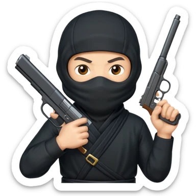 Dame un ninja sin boca con pistola  sticker