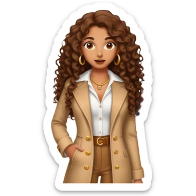 Rich brown girl with brown long curly hair expensive retail shopping  sticker