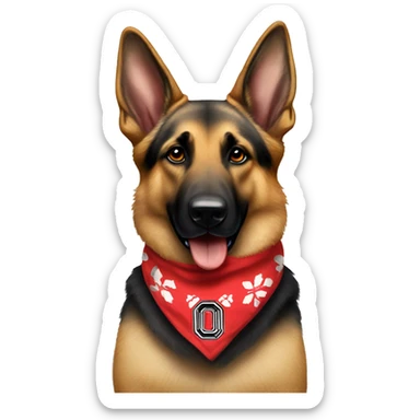 German Shepherd wearing an Ohio state bandana around its neck sticker