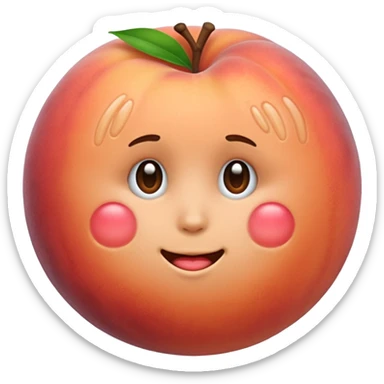 Peach emoji with hand imprint sticker