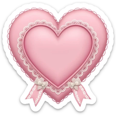 cute baby pink colored heart with lace trimming and with a lace ribbon on the left top, tilted a bit sticker
