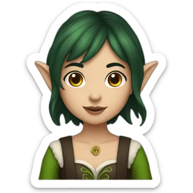 Elf girl with dark hair  sticker