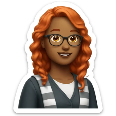 red haired woman wearing college outfit sticker