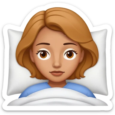 Woman laying in bed wide awake sticker