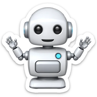 robot cartoon simple kid toy white innocent funny gudget chatGPT round adorable musical sticker