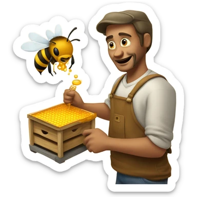 Man pulling honey sticker