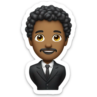 brown skin man with short curly hair and goatee wearing a suit full body can be seen  sticker