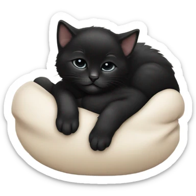 Black kitten taking a nap sticker
