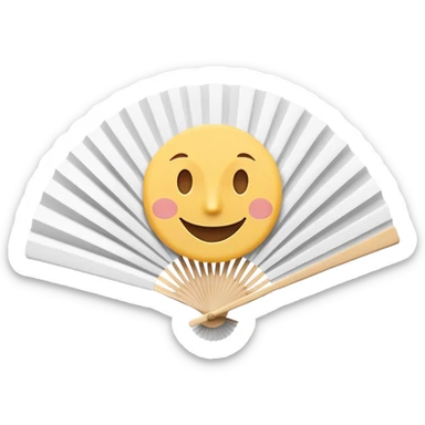 Paper fan with a cute smiling face sticker