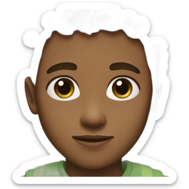 boy with brown skin color and green eyes and brown hair sticker