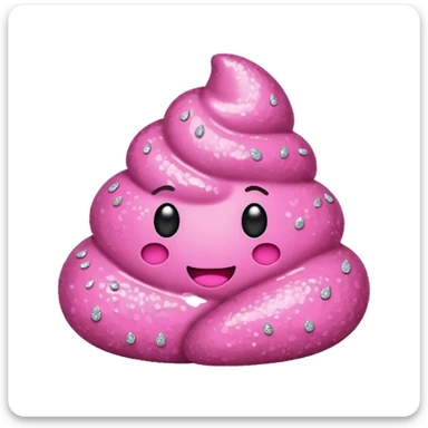 Pink poop with glitters on pink background  sticker