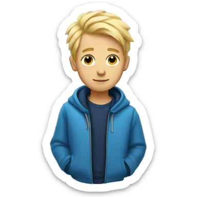 blonde boy in blue jacket with big triangle Shoulders on it sticker