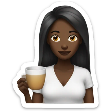Black woman with longer hair and tea  sticker