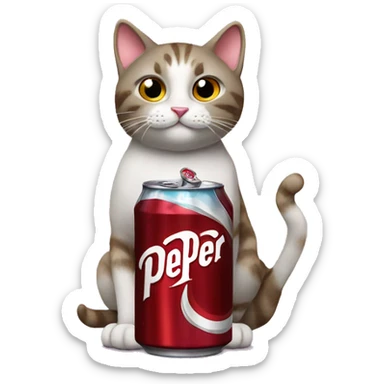 Cat drinking Dr Pepper  sticker