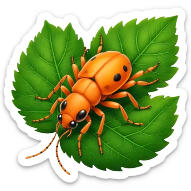  cute orange bug on leaf sticker
