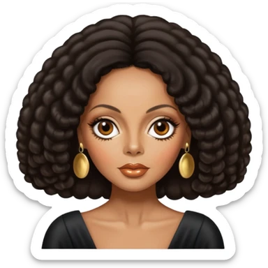 Diana Ross with dark brown hair sticker