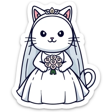 cat bride sticker