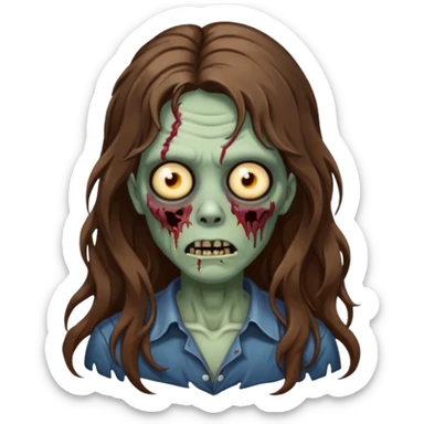 zombie com cabelo ondulado longo marrom legal sticker