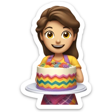 Brunette cake lady sticker