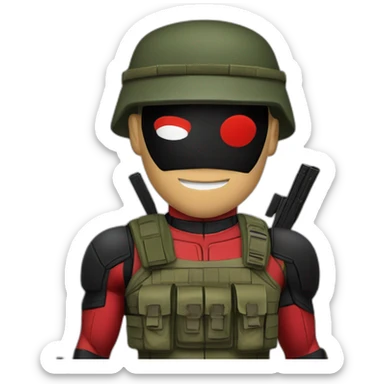 Deadpool con uniforme militar sticker