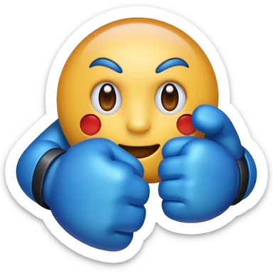 Give me a punching emoji with a blue gradient and transparency. sticker