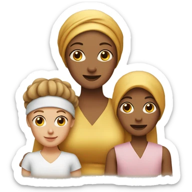 Mom with turban, daughter with darkblond hair, son with light brown hair ab golden dog sticker