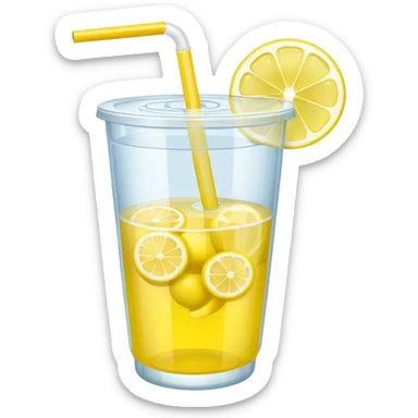 lemonade in a plastic cup without a lid and straw sticker