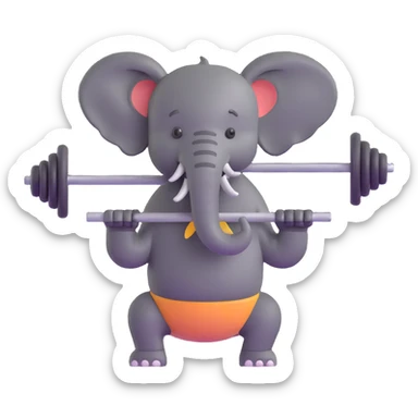 elephant lifting a barbell sticker