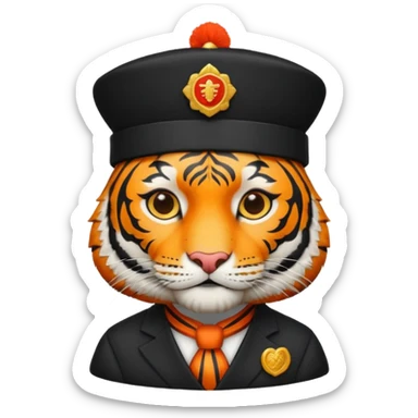 black suited tiger with fes hat sticker