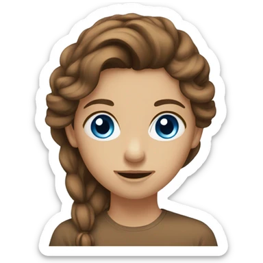 Brown long hair, blue eyes, girl, I don’t know sticker