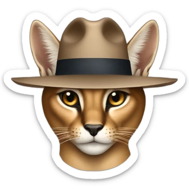 caracal face with fedora hat sticker