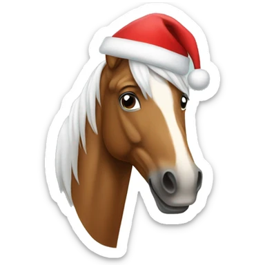 Horse with a Santa hat sticker