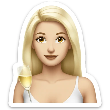 Pretty white blonde woman with champagne sticker